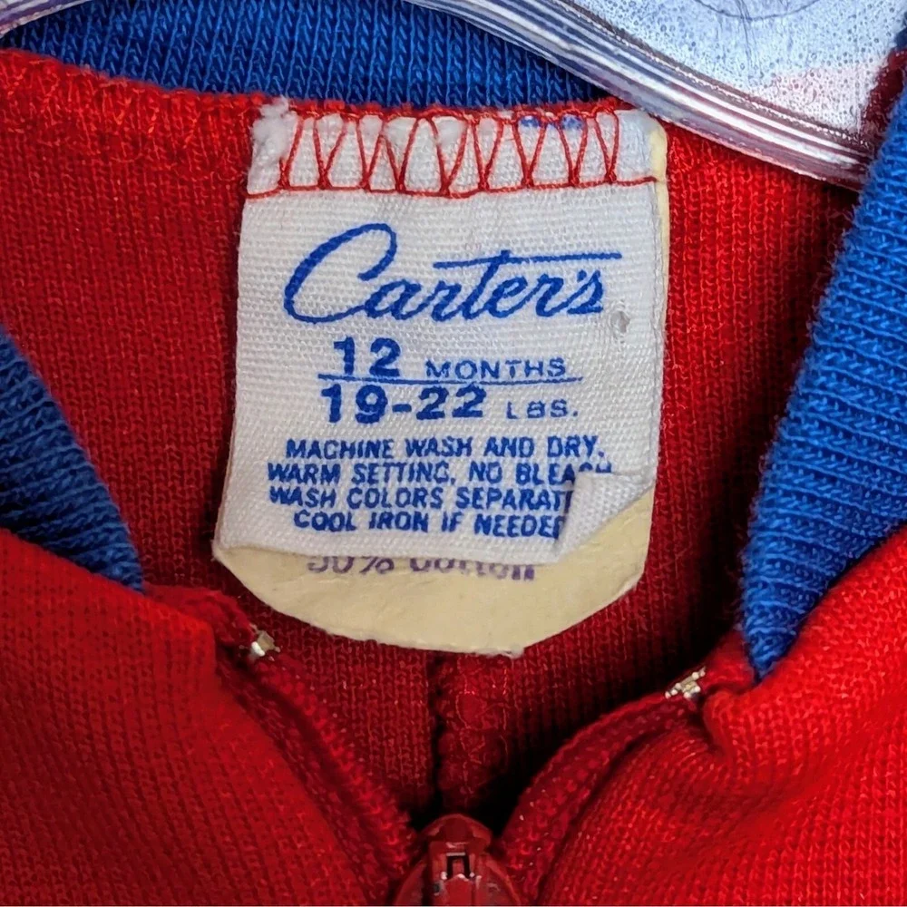 Vintage Carters 70s Sky Patrol Zip Up Jumpsuit Romper Flare Leg 12 Months